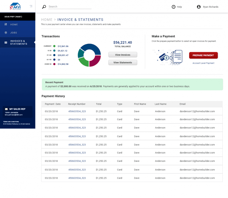Builders FirstSource invoices and statements experience