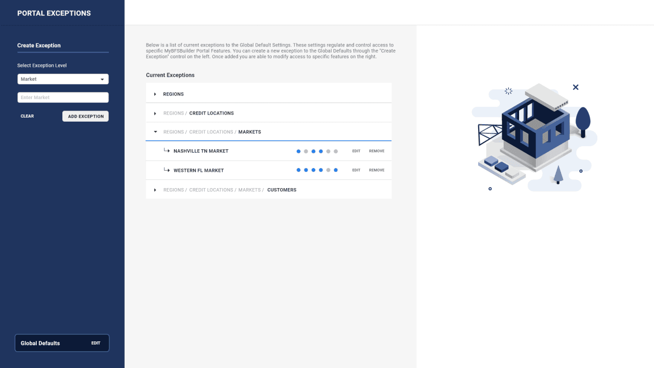 Builders FirstSource portal exceptions management experience